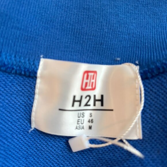 H2H Men's Bomber Jacket Royal Blue Cotton US Small EU 46 Casual Streetwear - Picture 11 of 11